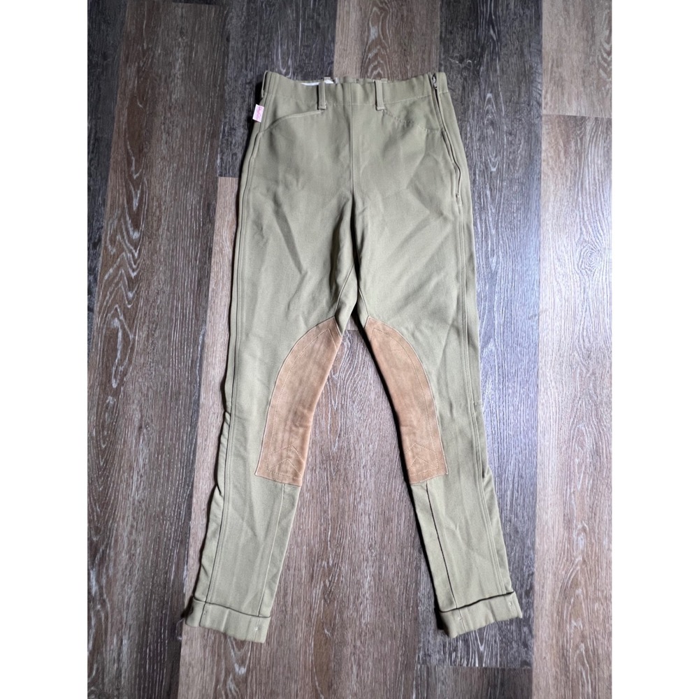 Tailored Sportsman Breeches Womens 24 Tan Suede Knee Patch Side Zip Riding Pants